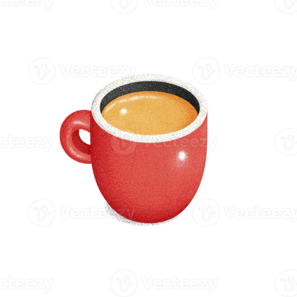 Vibrant red coffee cup filled with steaming hot coffee, showcasing cozy and inviting atmosphere. cup simple design and warm color make it perfect for comforting coffee break png