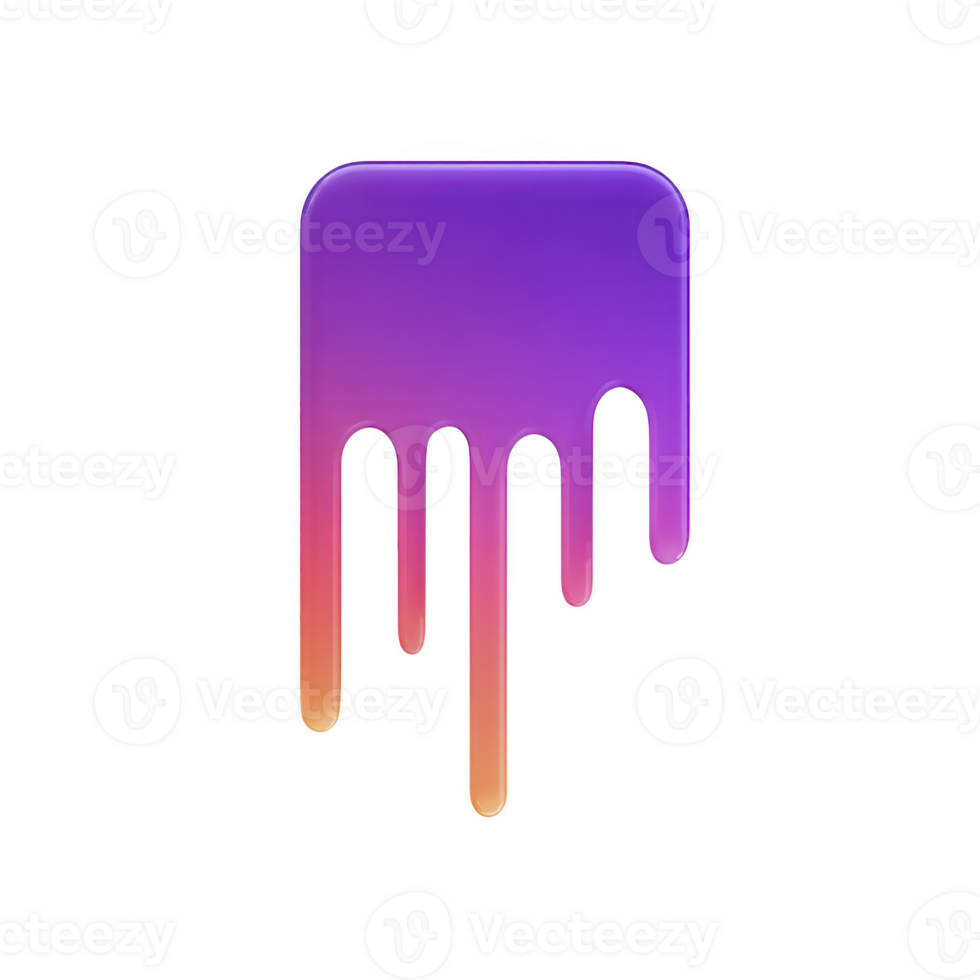 Vibrant, gradient colored dripping paint icon with smooth transition from purple to orange, creating dynamic and artistic effect. design is modern and visually striking png