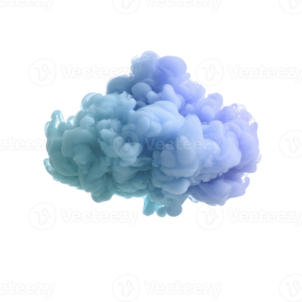 Cloud of blue and purple ink swirls gracefully in water, creating mesmerizing and ethereal effect. soft, billowing shapes evoke sense of calm and creativity png