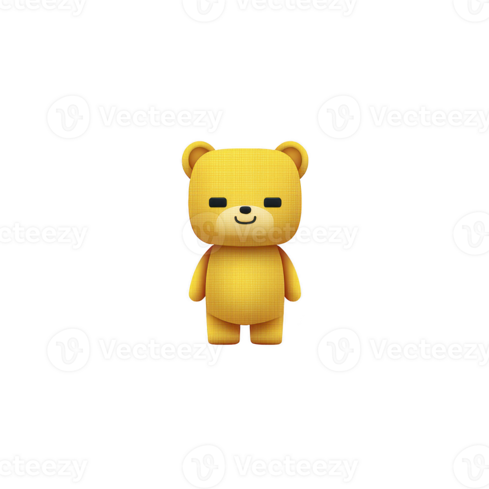 Cute, yellow cartoon bear stands with cheerful expression, featuring simple design elements and friendly demeanor. bear minimalist style adds to its charm png