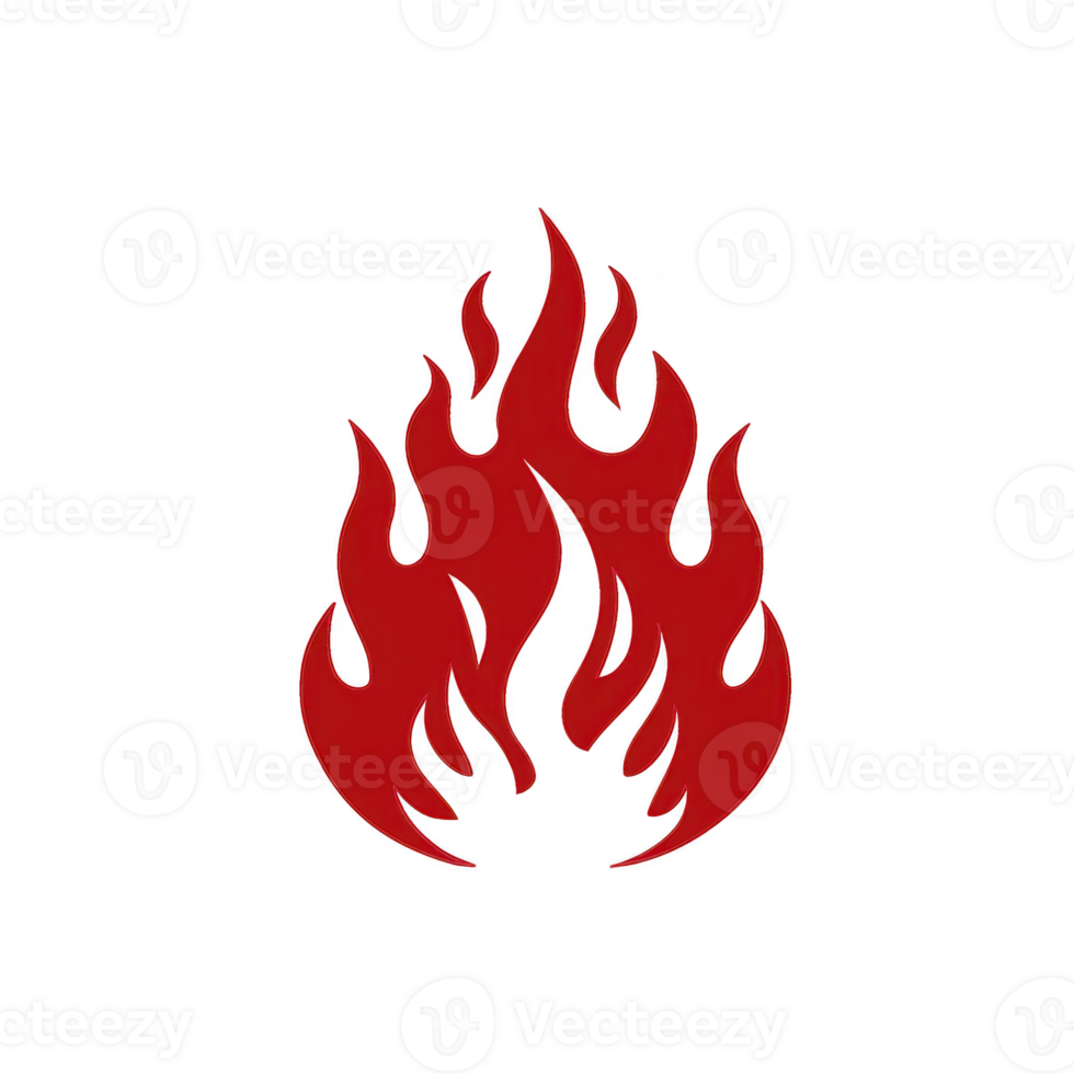 Stylized red flame icon with sharp, flowing lines on transparency background, symbolizing energy and intensity. design is simple yet dynamic, evoking sense of power and warmth png