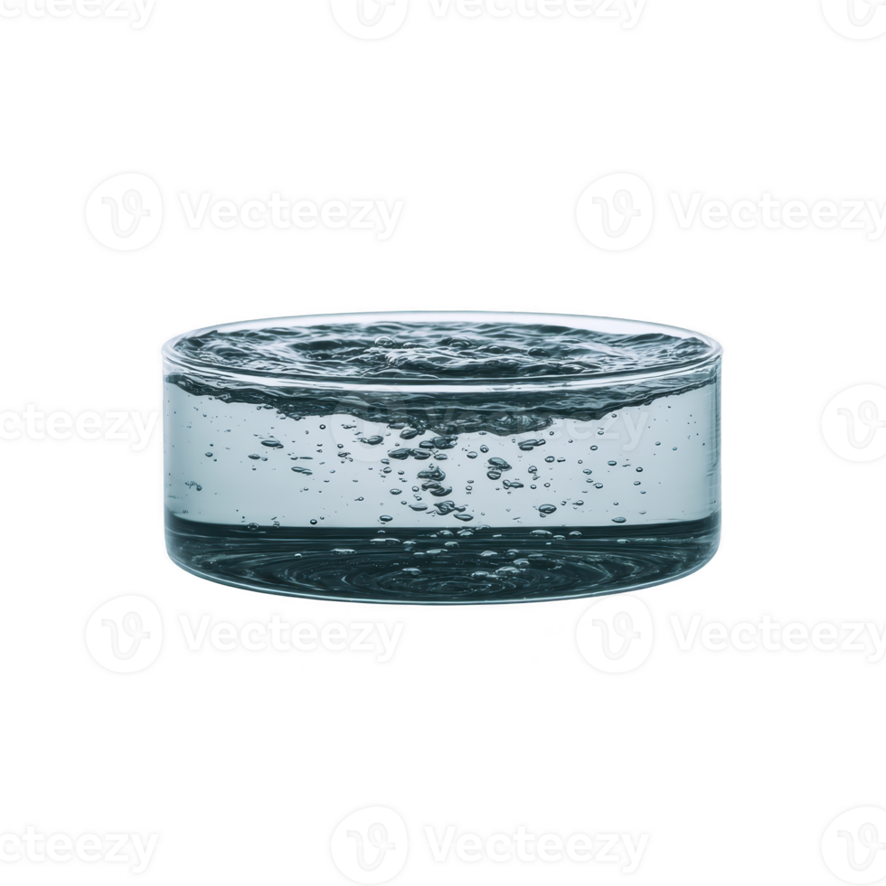 Clear glass container filled with water and bubbles creates refreshing and clean visual. transparent design highlights purity and simplicity of liquid png