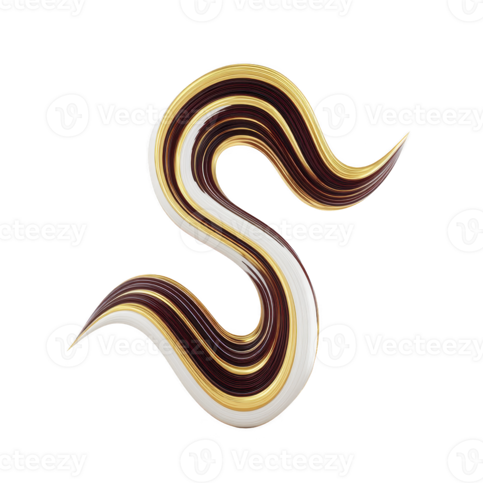 Abstract art featuring swirling, multicolored S shape with dynamic curves and layered textures, creating sense of movement and depth. colors include shades of brown, yellow, and white png