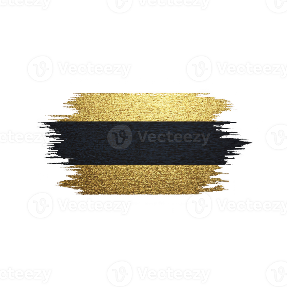 Textured gold brushstroke with black horizontal stripe creates striking contrast, ideal for elegant designs. shimmering gold adds touch of luxury and sophistication to any project png