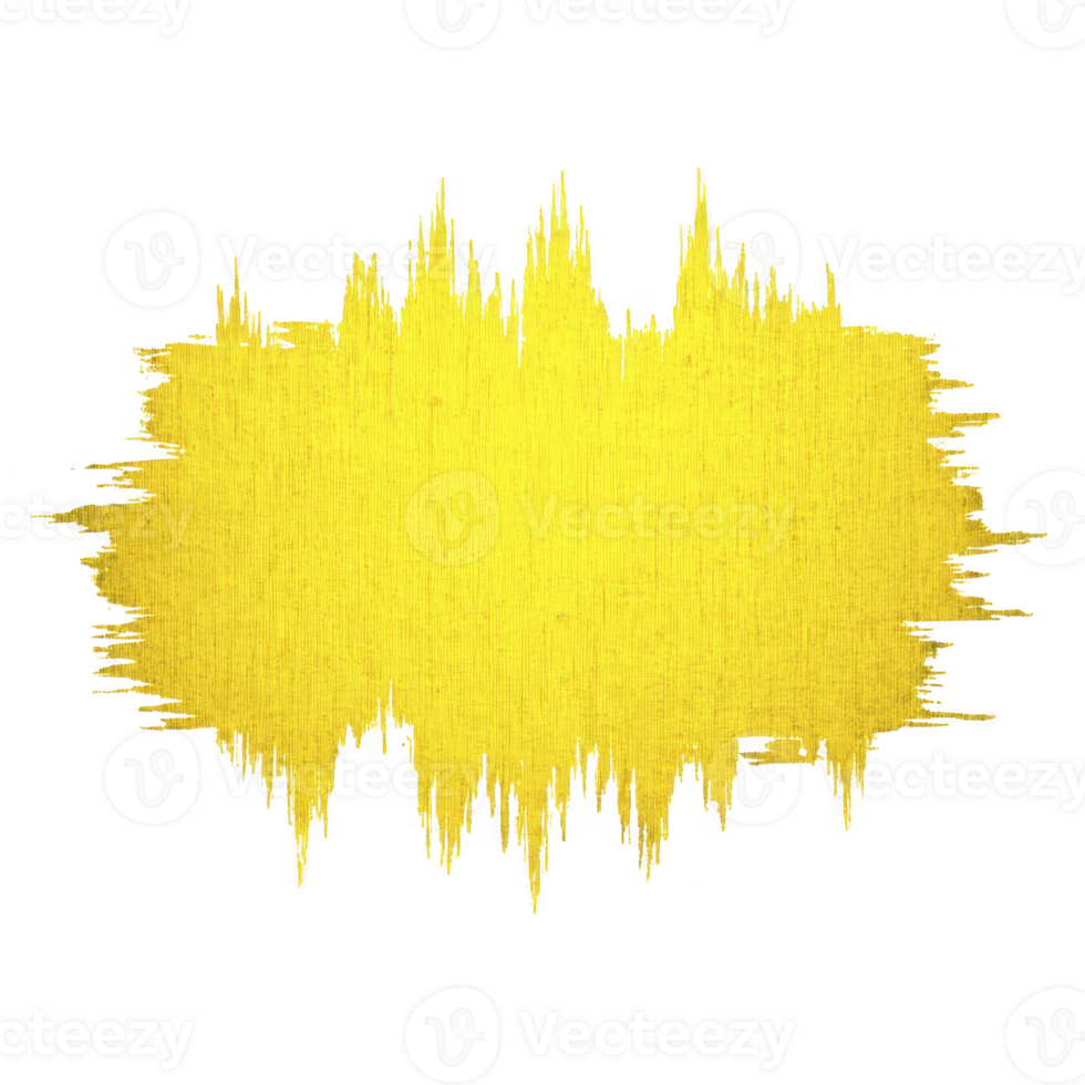 Vibrant yellow paint splatter with textured, jagged edge creates dynamic and artistic effect, resembling burst of energy or sound wave. bold color and irregular shape add sense of creativity png
