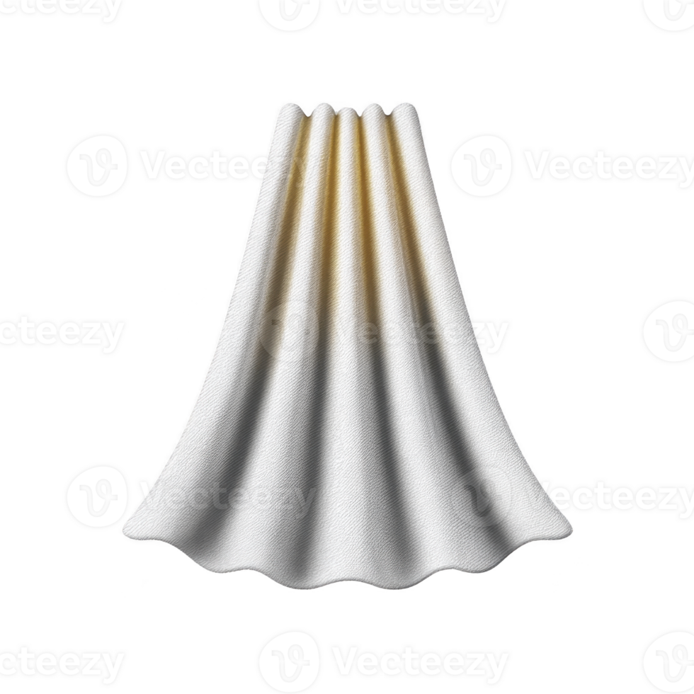 White fabric with smooth texture is elegantly draped, creating soft folds and shadows. material appears lightweight and delicate, suggesting sense of grace and fluidity png