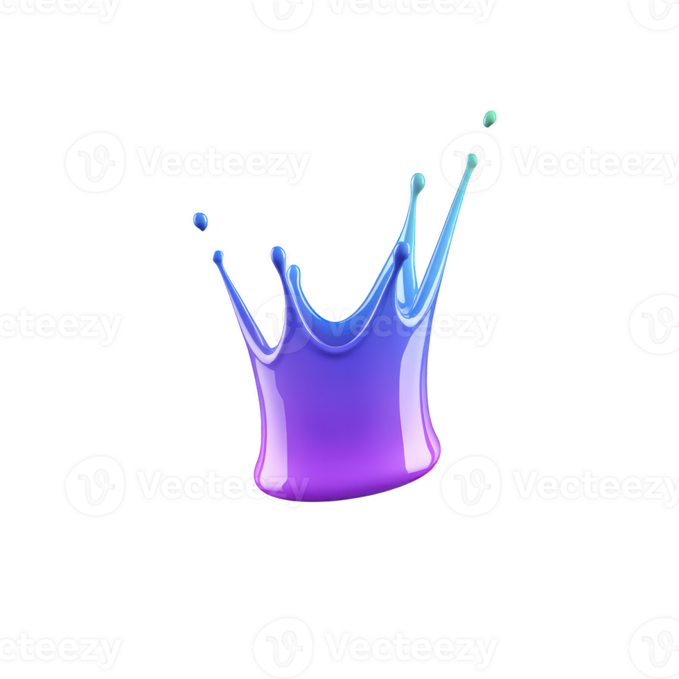 Vibrant splash of purple and blue liquid forms crown shape against transparent background, capturing dynamic and artistic moment png