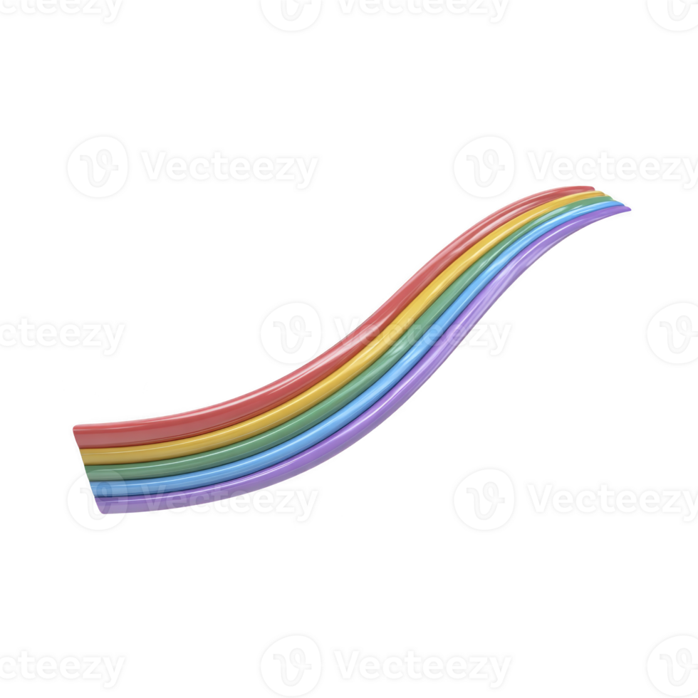 Vibrant curved rainbow stripe with glossy finish featuring red orange yellow green blue and purple colors creating dynamic and cheerful visual effect png