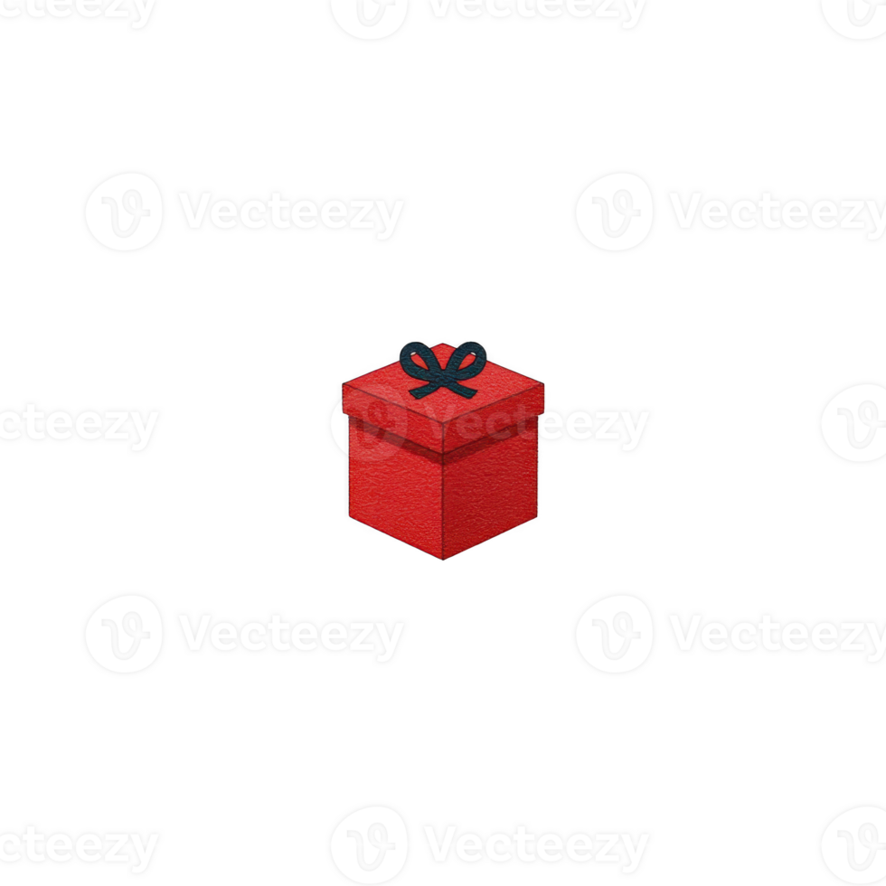 Small red gift box with black ribbon is centered on transparent background, symbolizing celebration and surprise png