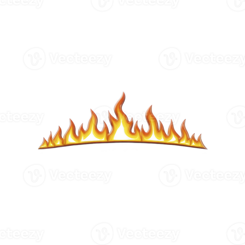 Row of stylized orange and yellow flames rises against transparency background, creating dynamic and intense visual effect. flames appear to dance and flicker, evoking sense of energy and heat png