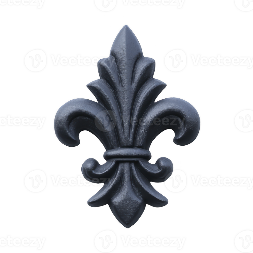 Dark blue fleur de lis symbol with smooth texture, representing elegance and tradition, often used in heraldry and design png