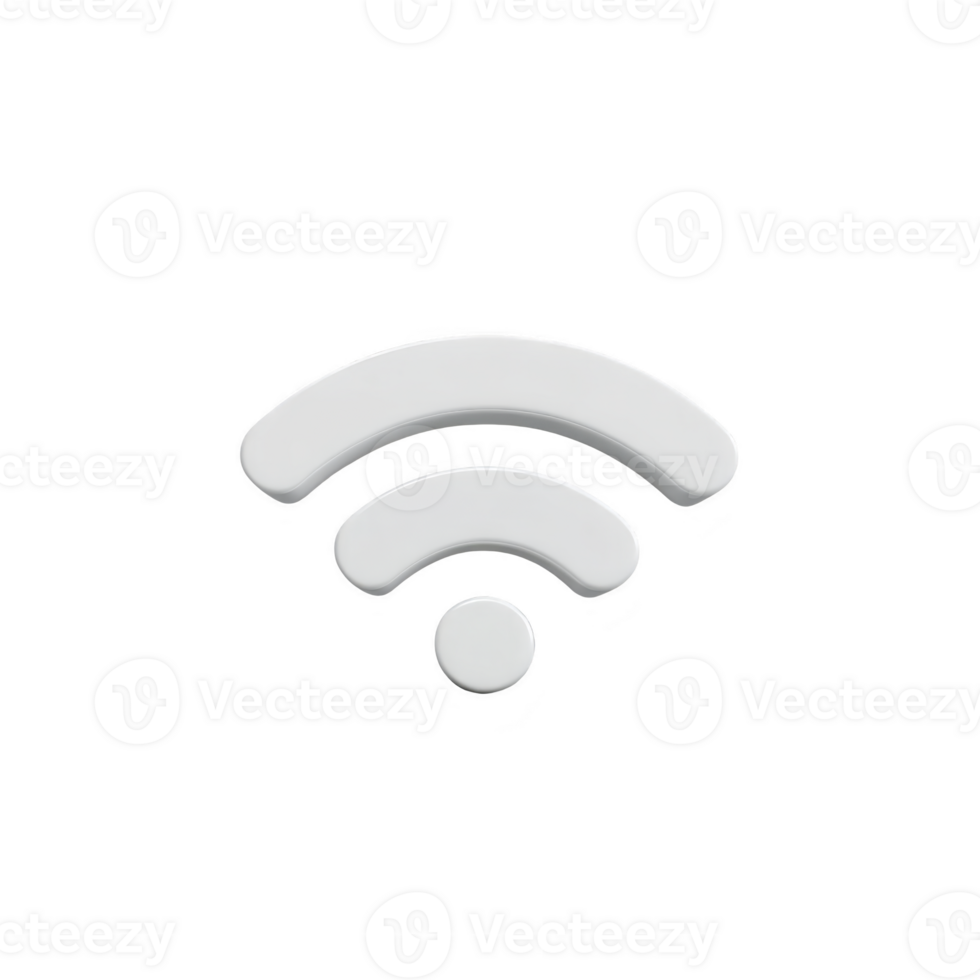 White 3D Wi Fi symbol on transparency background represents wireless connectivity and internet access. minimalist design emphasizes technology and communication png