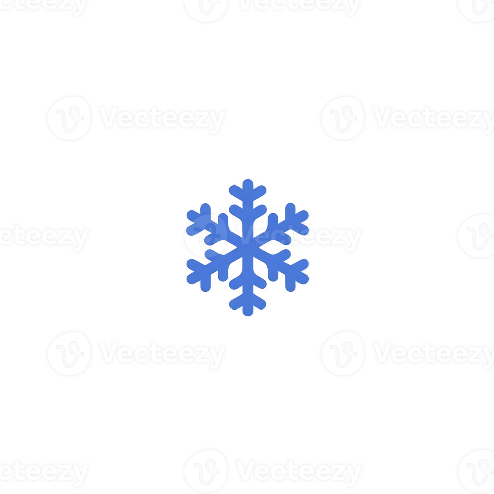 Blue snowflake icon with simple, symmetrical design on transparent background, often used to represent winter or cold weather themes png
