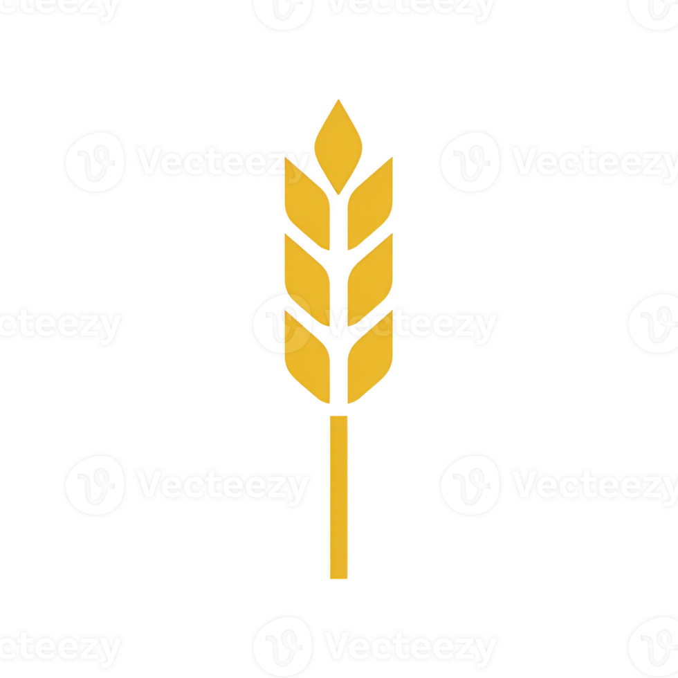 Simple yellow wheat icon on transparency background, symbolizing agriculture and harvest. design is minimalistic and modern, often used in farming or food related contexts png