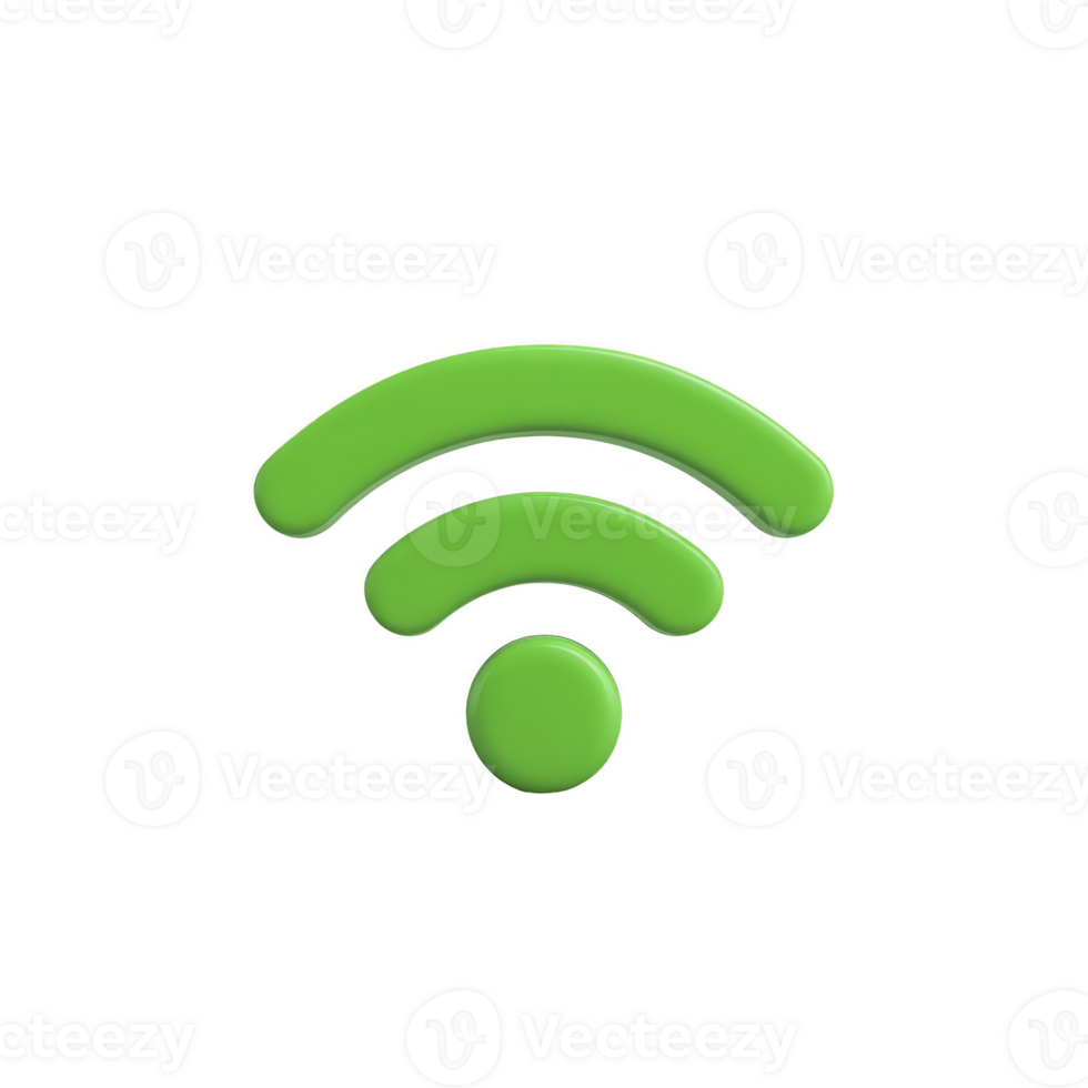 Green Wi Fi symbol on transparent background represents wireless connectivity and internet access. icon is simple and modern, often used in digital and tech related contexts png