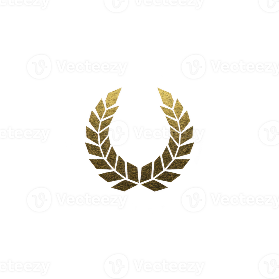 Golden laurel wreath symbolizing victory and achievement, set against transparent background. design is elegant and classic, often associated with honor and excellence png