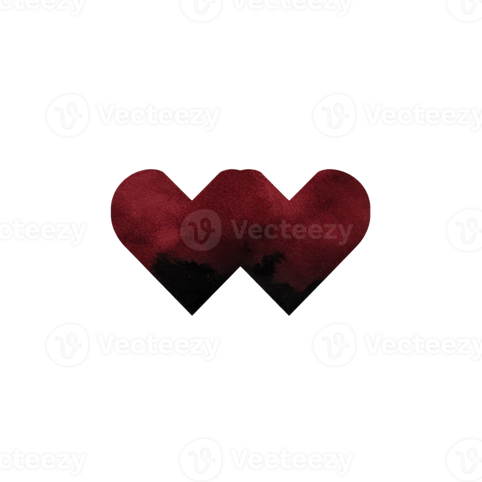 Red heart shaped design with zigzag pattern creates unique and artistic symbol. deep red color adds touch of elegance and emotion to abstract shape png