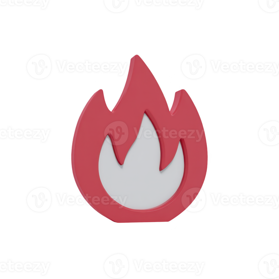 Red and white flame icon with simple, modern design, symbolizing fire or heat. icon has bold outline and minimalist style, often used in digital interfaces or graphic design png