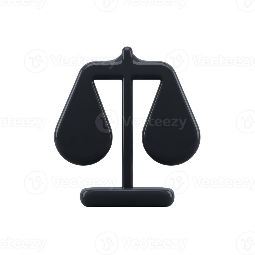 Black silhouette of balance scale symbolizes justice and fairness, often associated with law and equality. simple design conveys sense of impartiality and equilibrium png