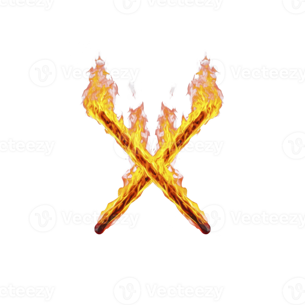 Crossed flaming torches create dramatic and fiery symbol against transparency background, evoking sense of energy and intensity png