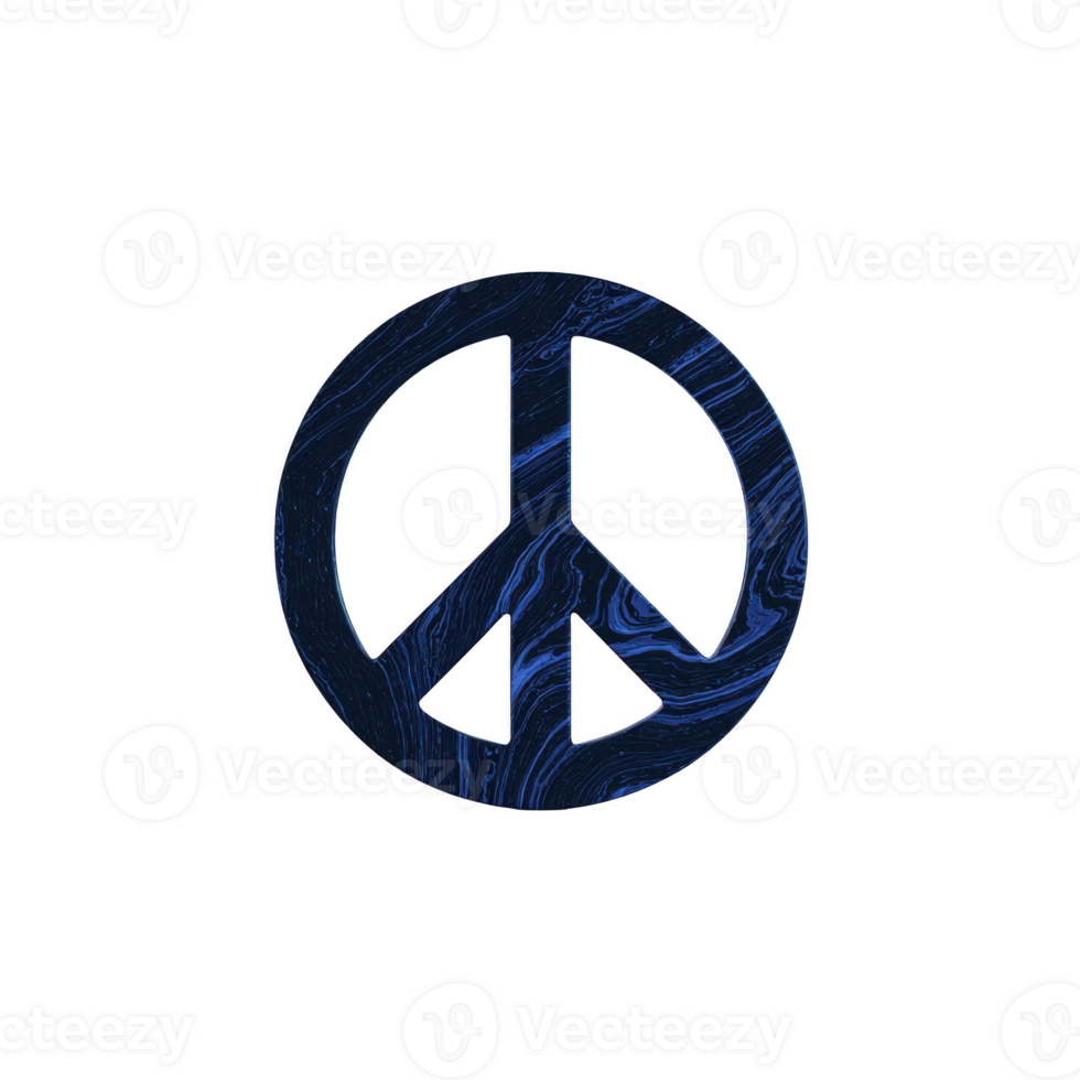 Blue marble peace symbol with textured pattern stands out against transparency background, conveying sense of calm and unity. design is simple yet impactful png