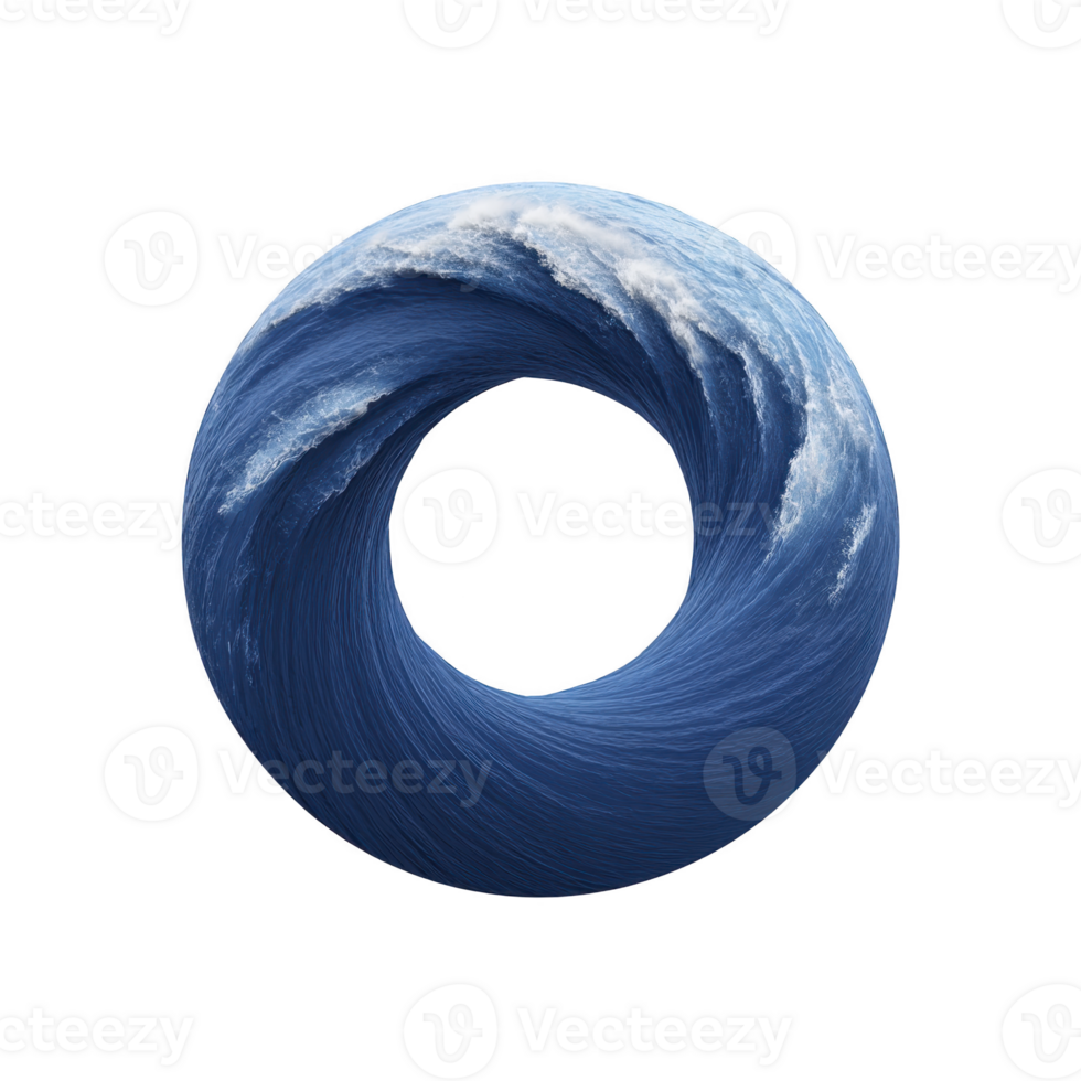 Circular wave design forms seamless loop, resembling ocean wave in motion. artwork captures dynamic flow and energy of water, creating sense of endless movement png