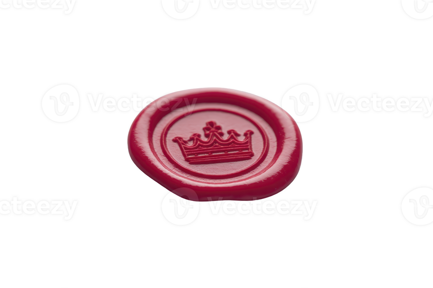 Red wax seal with crown imprint symbolizes royalty and elegance, often used for formal documents or letters. seal intricate design adds touch of sophistication and historical charm png