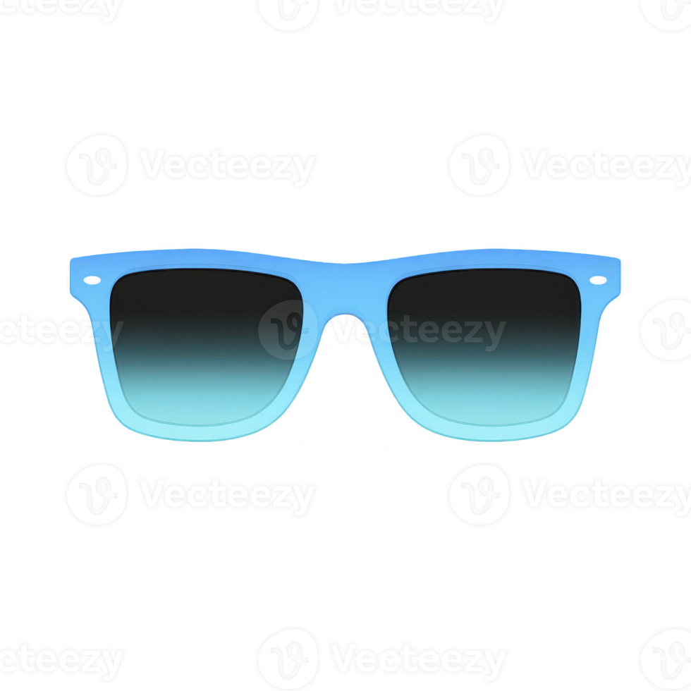 Blue gradient sunglasses with sleek design and black lenses, perfect for stylish and modern look. Ideal for sunny days and outdoor activities, offering both fashion and eye protection png