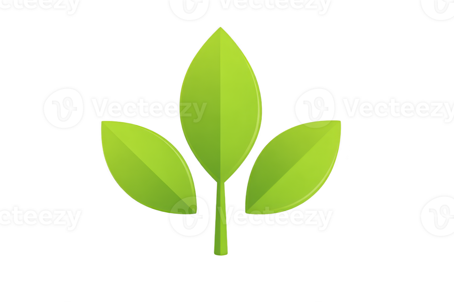 Vibrant green leaf logo with three stylized leaves, symbolizing nature and growth. design is simple and modern, conveying eco friendly message png