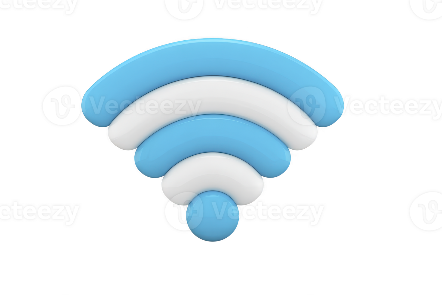 3D illustration of blue and white Wi Fi symbol, representing wireless internet connectivity. design is simple and modern, conveying sense of technology and communication png