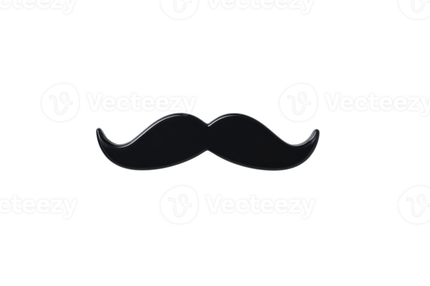 Black silhouette of classic mustache on transparency background, evoking vintage and playful style. simple design is often associated with humor and nostalgia png
