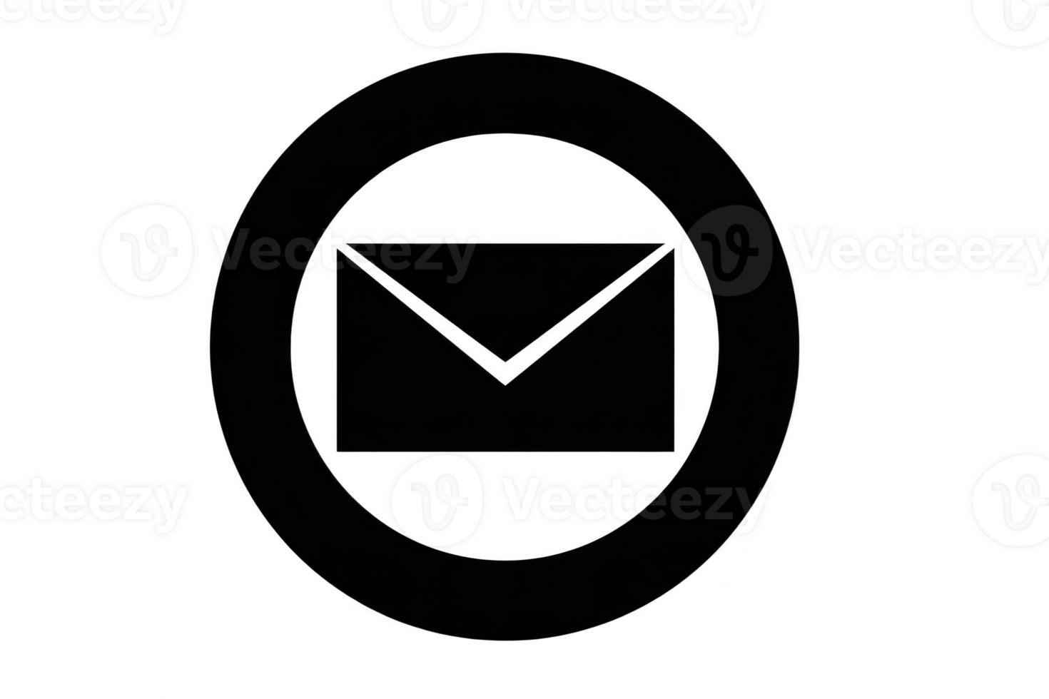 Black and white icon of envelope is encircled, symbolizing email communication. simple design conveys sense of connectivity and digital correspondence png