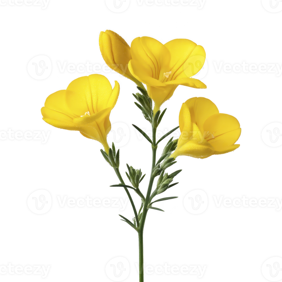 Bright yellow flowers with delicate petals and green stems create vibrant and cheerful display. blossoms are open, showcasing their natural beauty and intricate details png