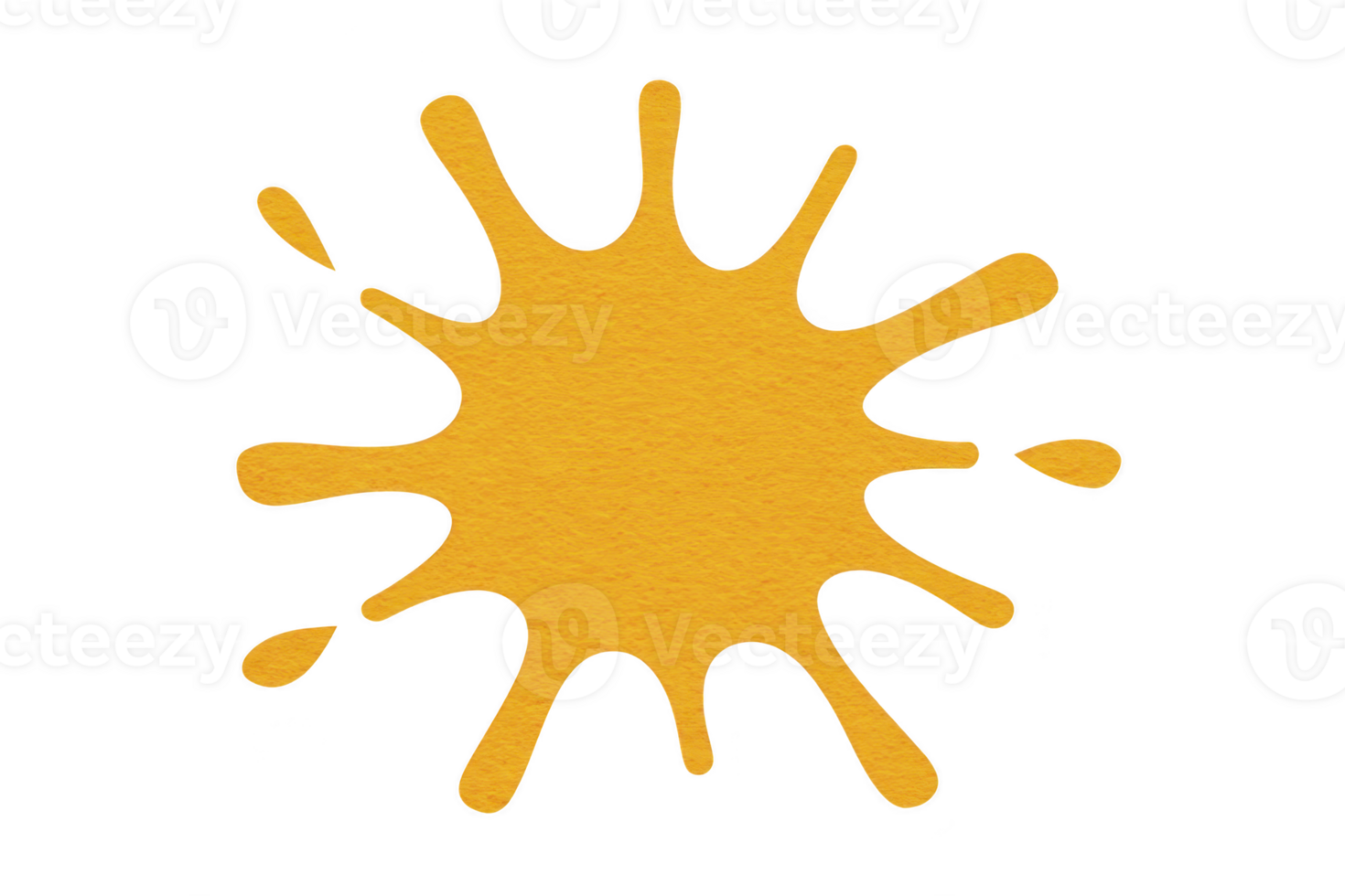 Vibrant yellow paint splatter with irregular edges, resembling artistic splash. texture appears textured, adding dynamic and creative feel to image png