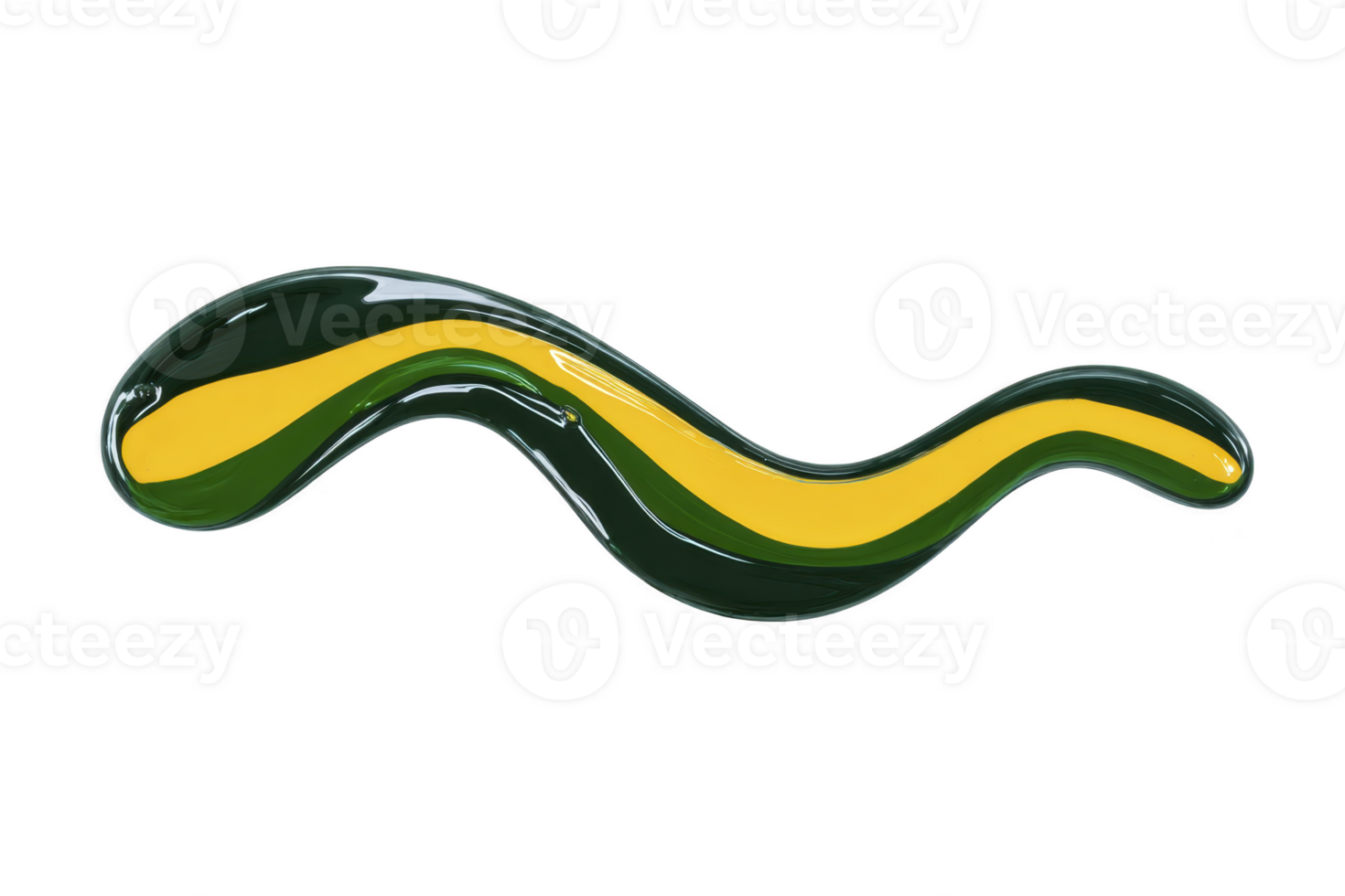 Vibrant, abstract paint splash in green, yellow, and black forms dynamic, wavy shape against transparent background, evoking creativity and movement png