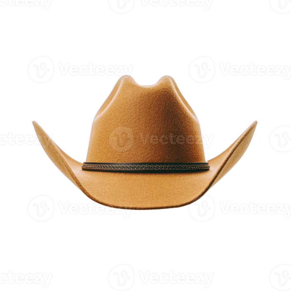 Classic brown cowboy hat with wide brim and decorative band, perfect for adding touch of Western style to any outfit. hat felt material gives it traditional and rugged look png