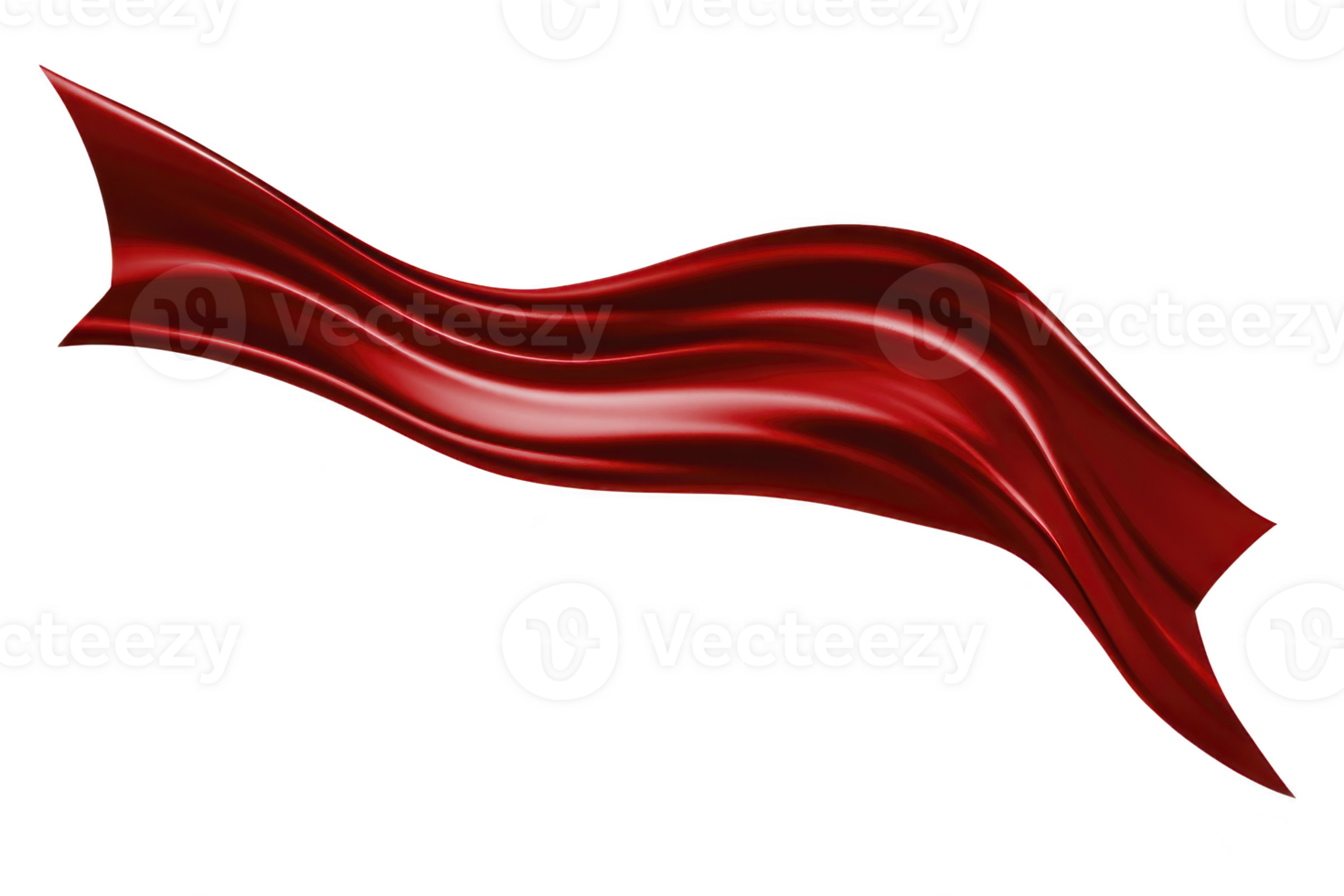 Flowing red ribbon with glossy texture and dynamic curves creates sense of movement and elegance against transparent background png