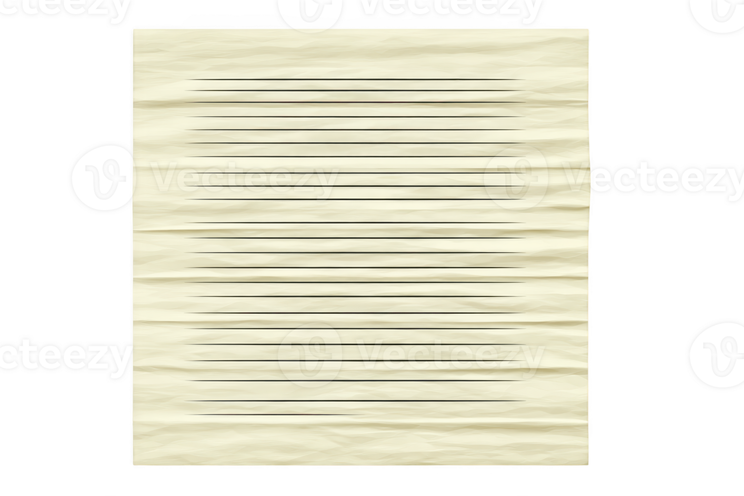 Crumpled sheet of lined paper with textured surface, featuring horizontal lines for writing. paper has vintage appearance, adding nostalgic feel png