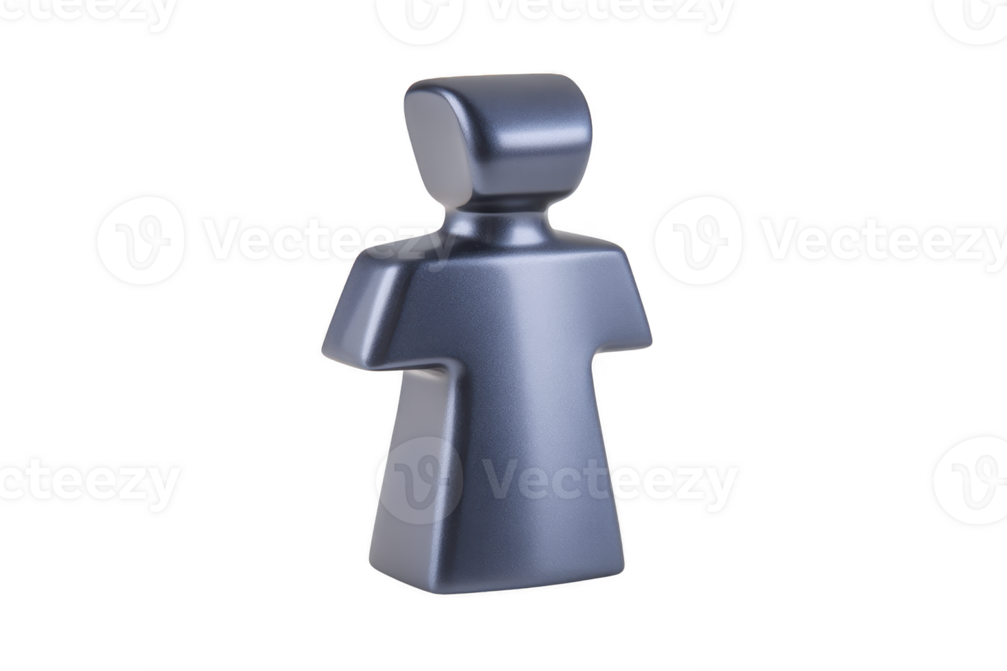 Sleek, metallic abstract sculpture of human figure stands upright, showcasing minimalist design and smooth surfaces. modern art piece exudes sense of calm and sophistication png