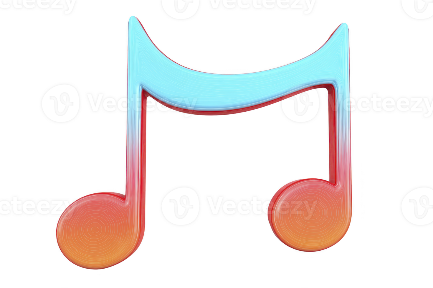 Colorful, stylized music note with gradient of blue to orange, symbolizing creativity and harmony. design is modern and vibrant, perfect for music related themes png