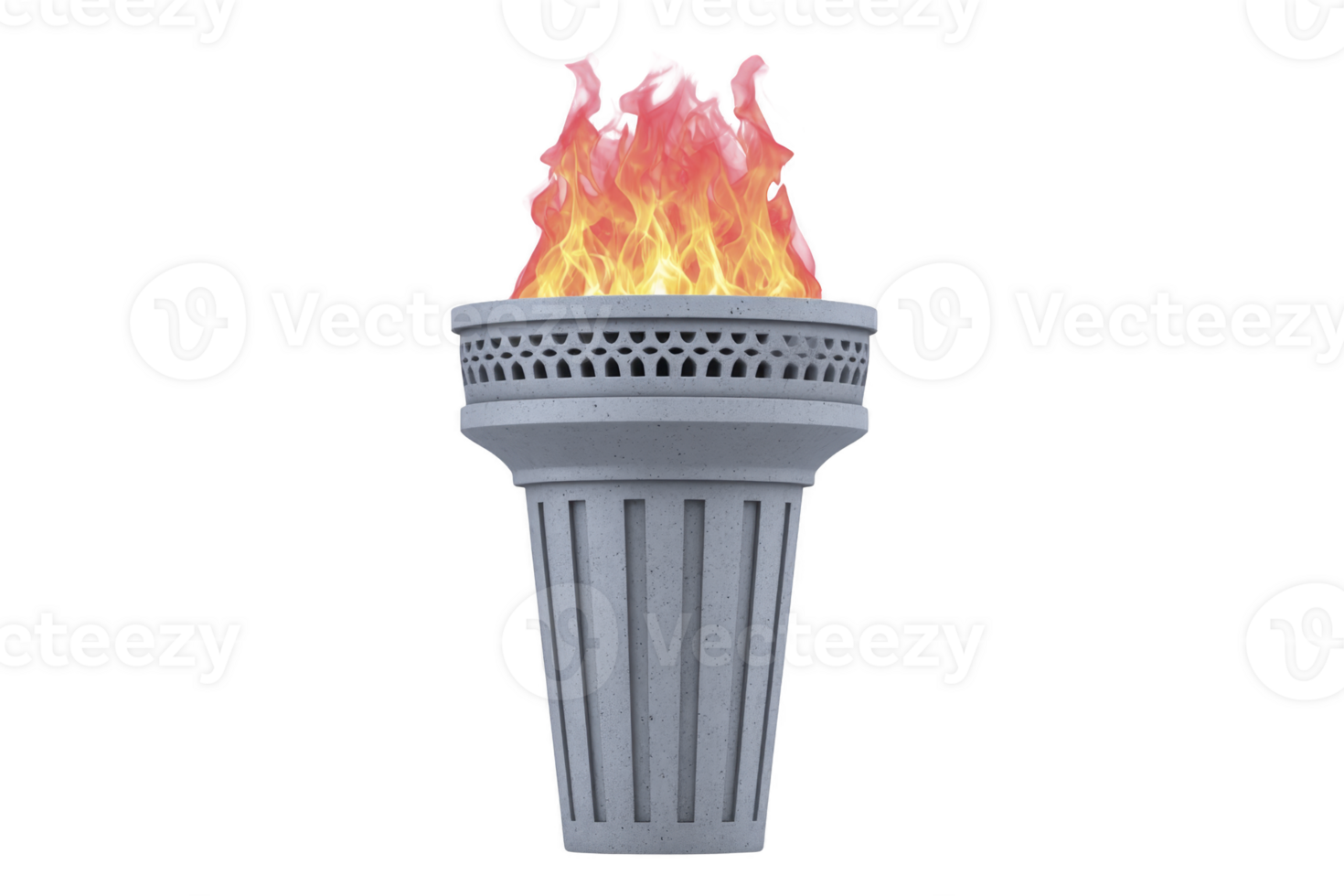 Flaming torch with stone like texture and vibrant flames symbolizes strength and passion. intricate design adds elegance to powerful imagery png
