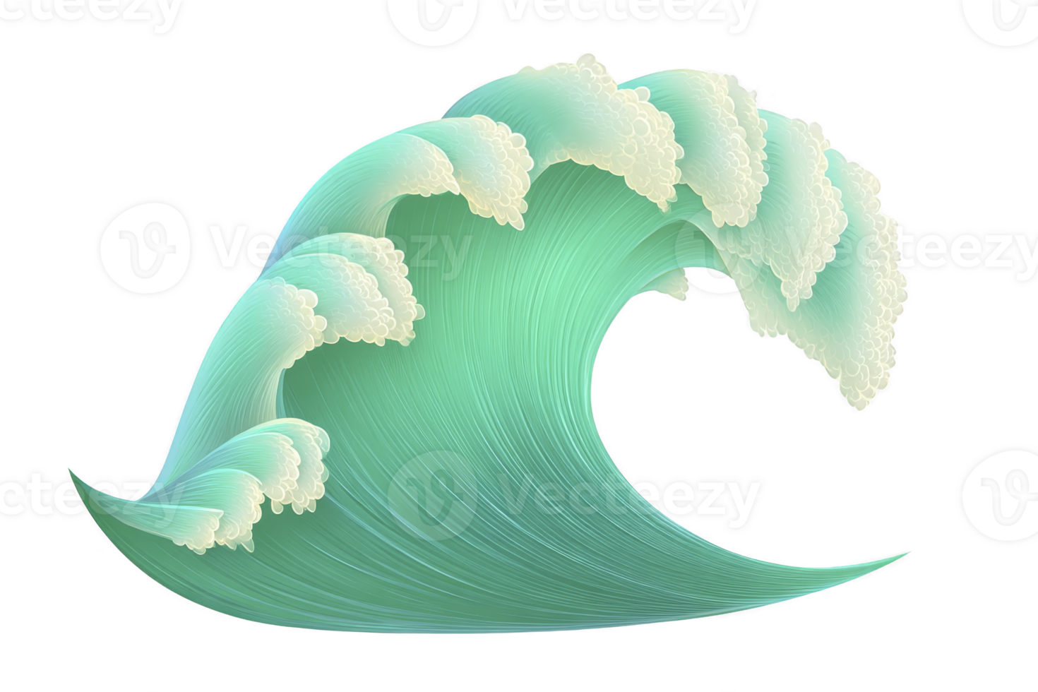 Stylized, artistic wave illustration with soft, flowing lines and gradient of teal and white, evoking sense of movement and tranquility png
