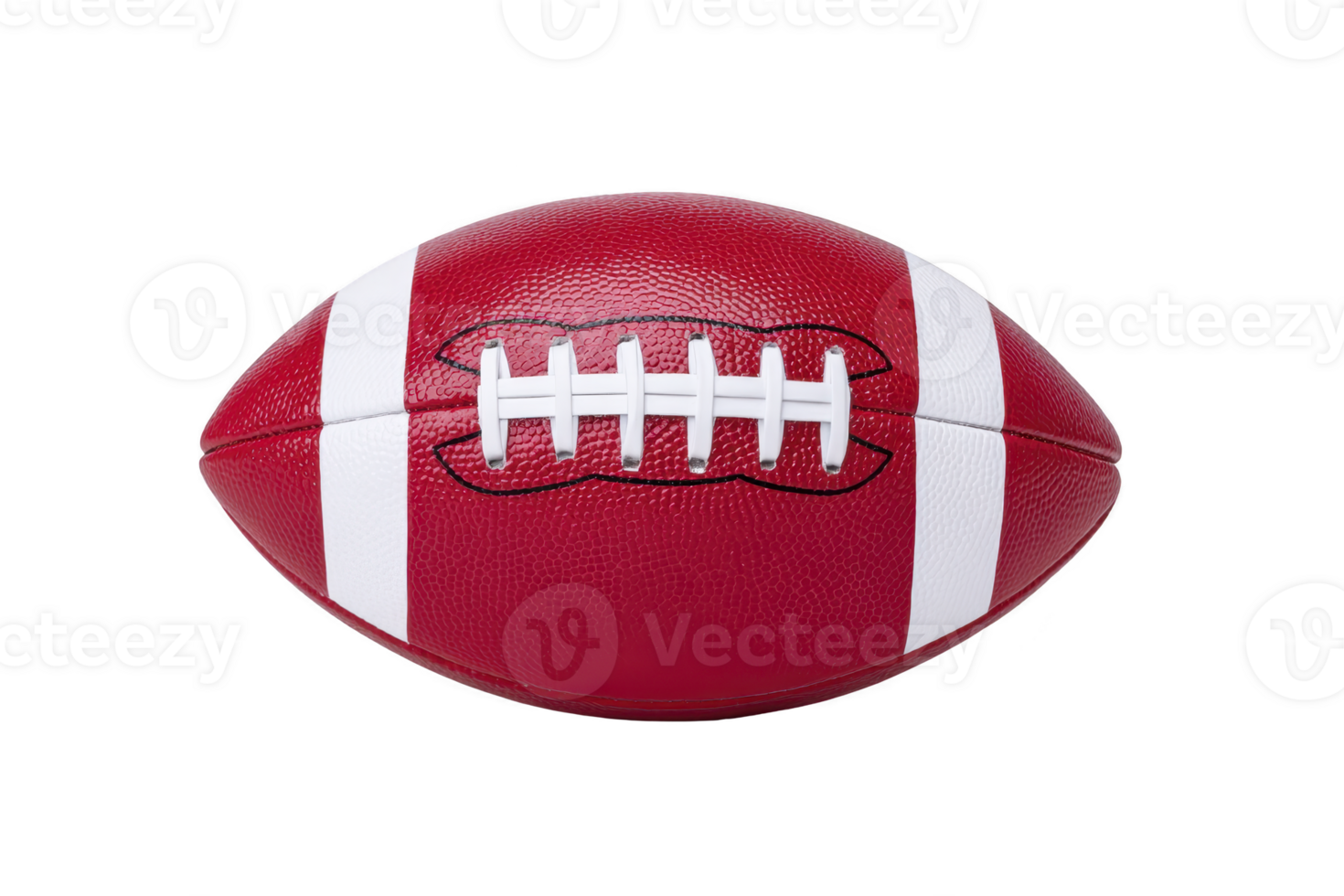 Red American football with white laces and stripes is isolated on transparency background. png