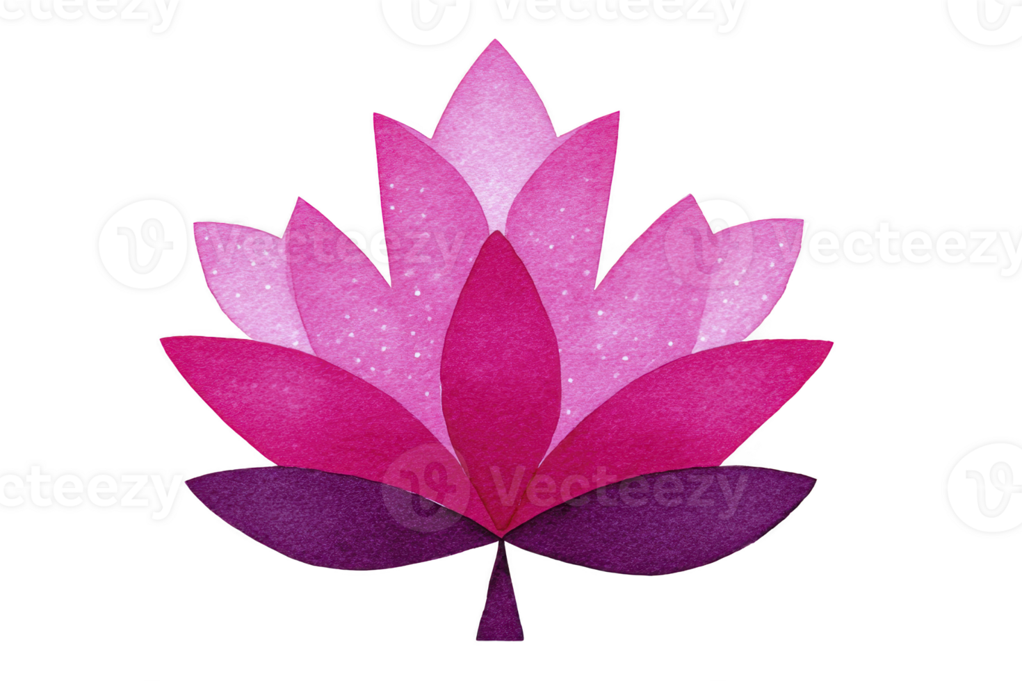 Vibrant, stylized pink and purple lotus flower illustration with layered petals, symbolizing beauty and tranquility. design features gradient effect, adding depth and elegance png