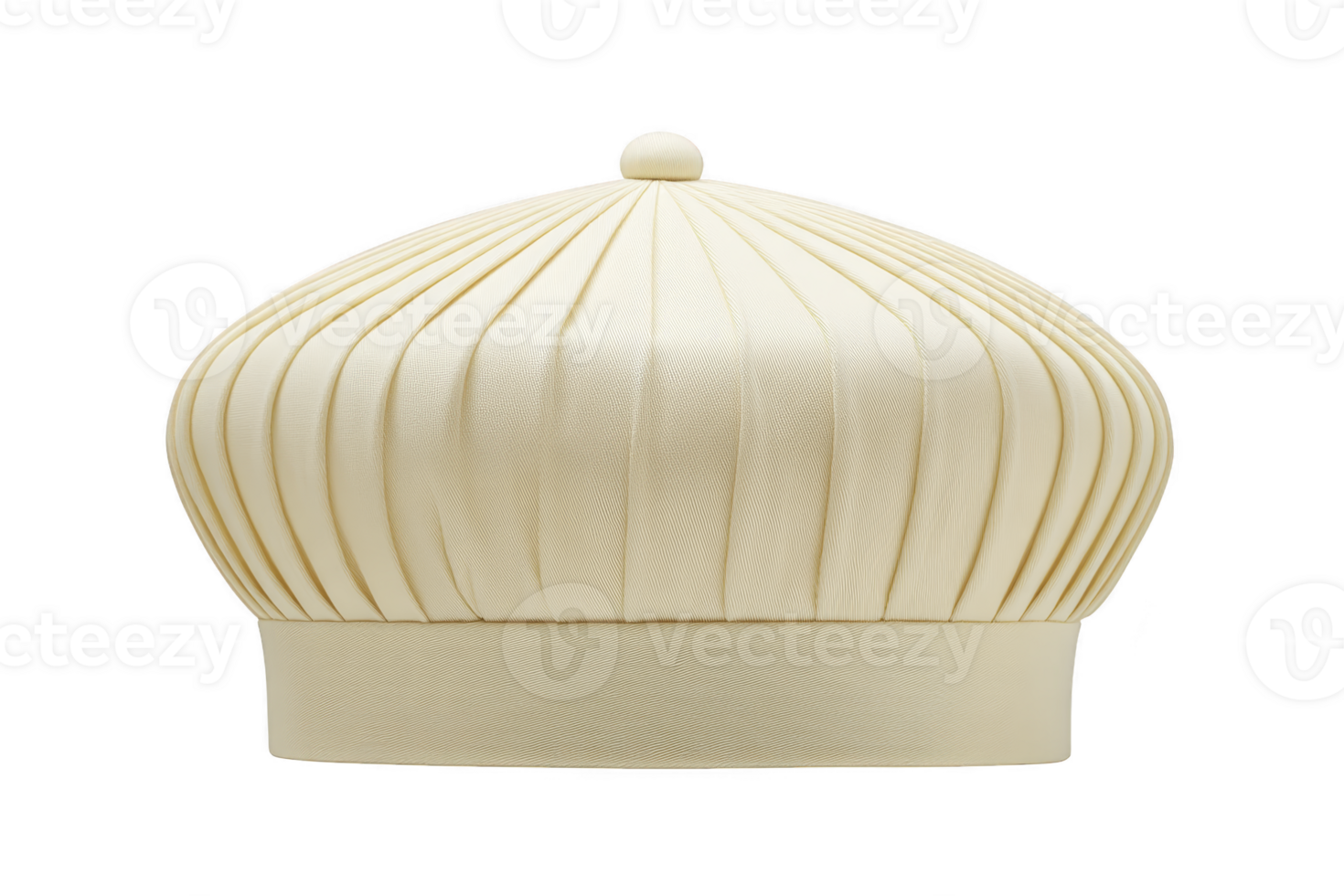 Cream colored pleated hat with rounded top and smooth band, showcasing elegant craftsmanship and classic design png