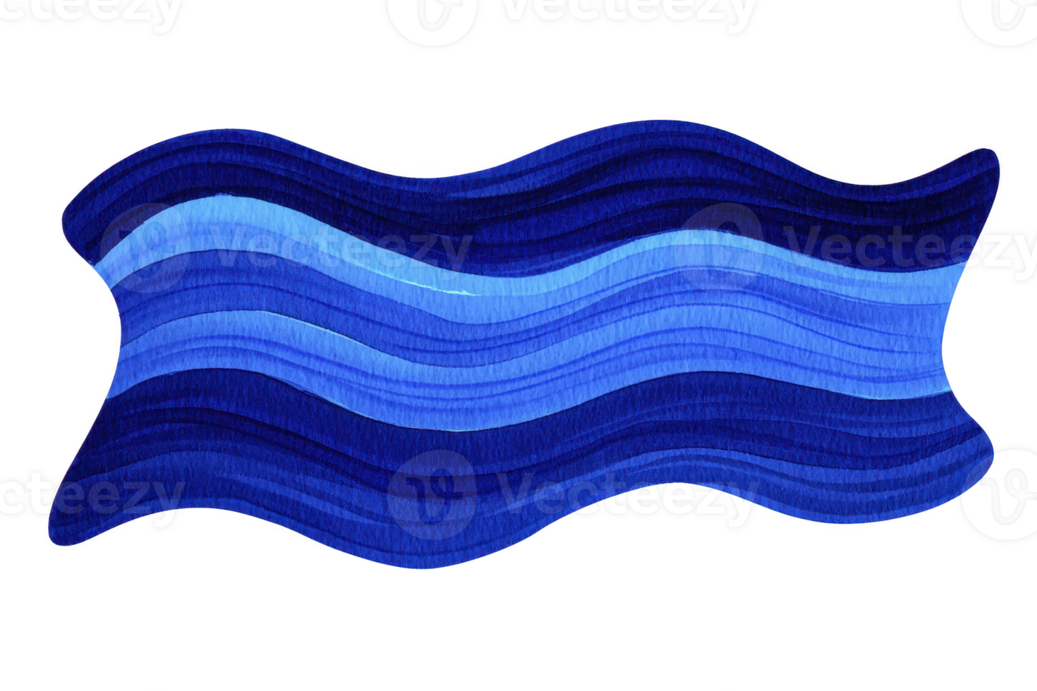 Wavy abstract design features layered shades of blue, creating dynamic and flowing pattern. artwork evokes sense of movement and fluidity, reminiscent of ocean waves png