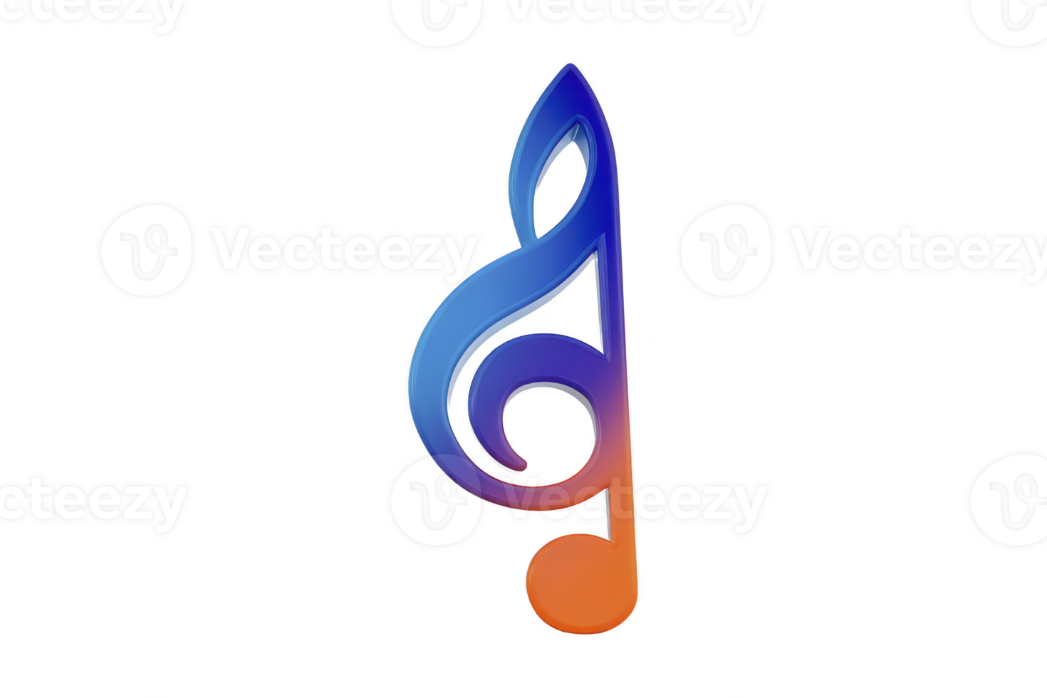 Vibrant gradient treble clef symbol blending blue and orange hues, representing music and creativity. design is sleek and modern, evoking sense of harmony and artistic expression png