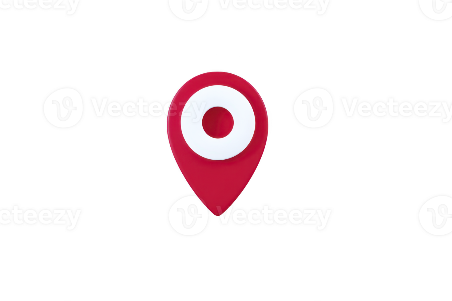 Red map pin icon with white circle in center, symbolizing location or navigation. design is simple and modern, often used in digital maps and applications to indicate specific point of interest png