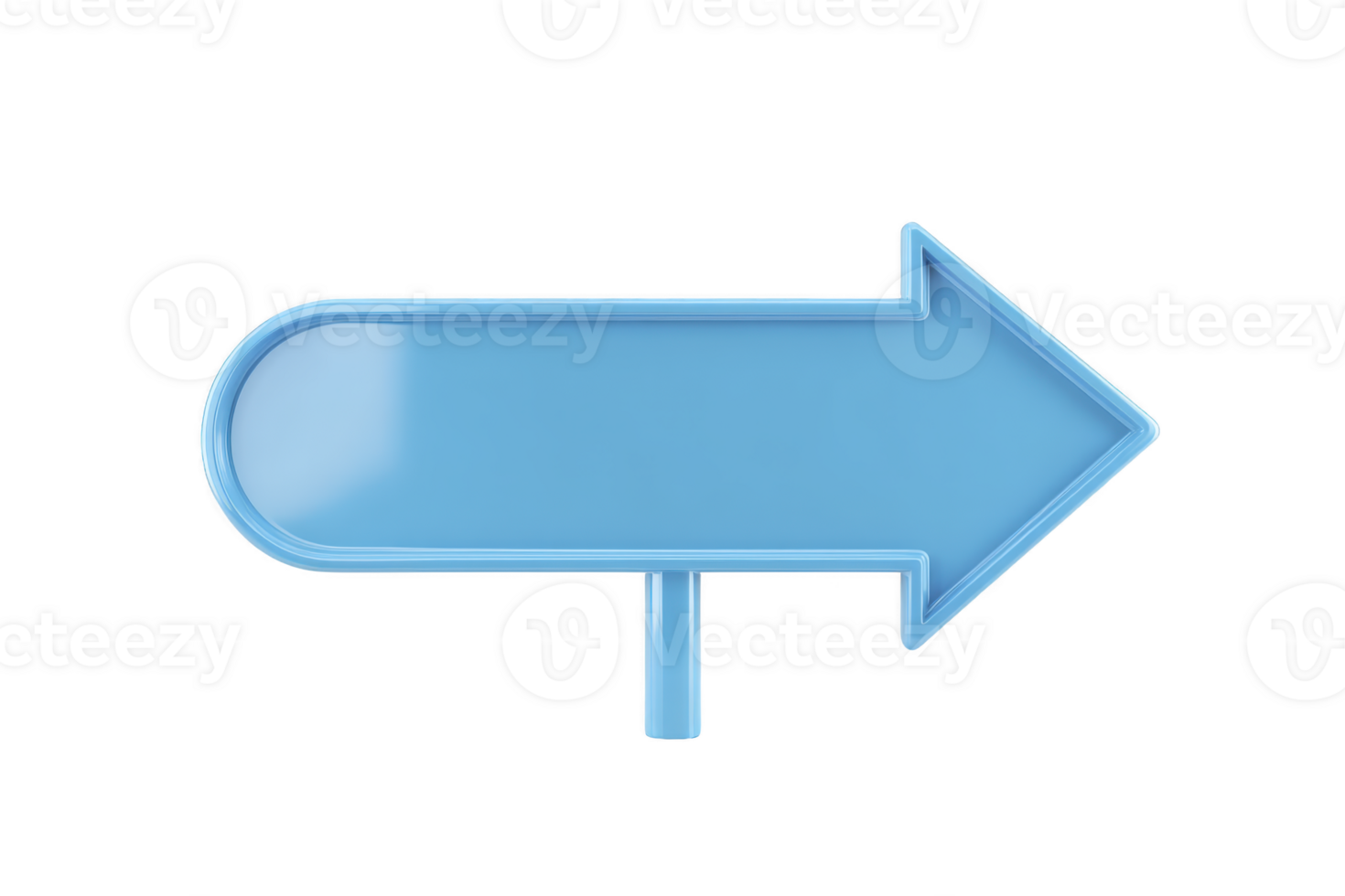 Blue 3D arrow sign pointing left with glossy finish, isolated on transparency background. arrow has modern design, suitable for navigation or direction purposes png