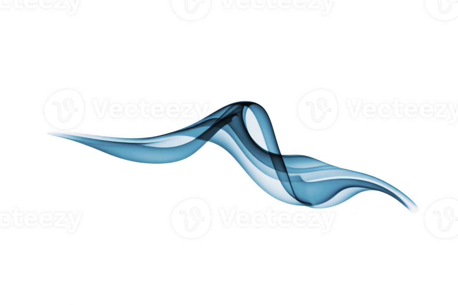 Dynamic, abstract blue wave design with smooth curves and transparent layers creates sense of fluidity and motion. elegant form is visually striking against transparency background png